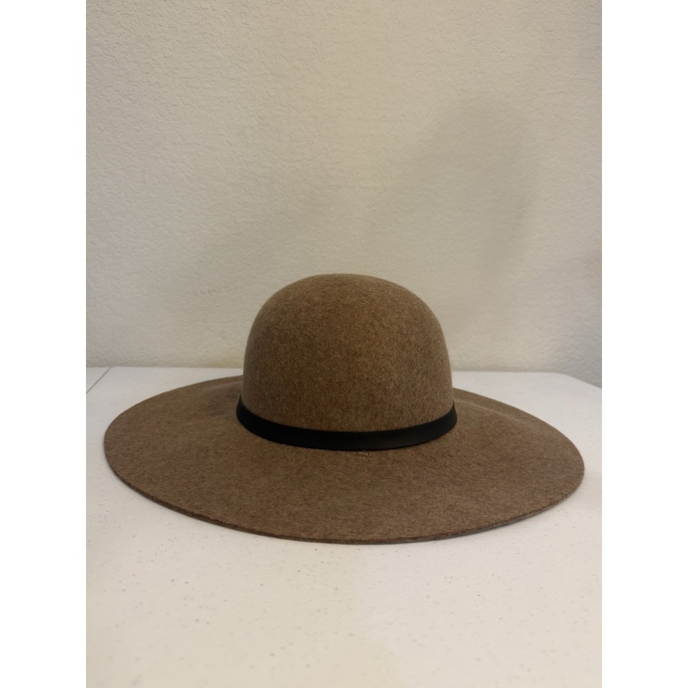 Nordstrom 100% Wool Hat Brown Felt Floppy Wide Brim One Size